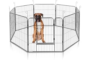 MaxxPet Recinto per Cani - Recinzione Box - Box per esercizi per cani e animali domestici - Interno ed Esterno - Pieghevole in Metallo - 80 x 100 cm, 16 Pannelli