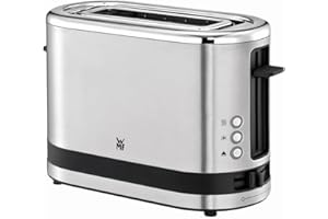 WMF Küchenminis toster na 1 kromki, długa szczelina, XXL-Tost, nakładka na bułki, 7 stopni opiekania, zabezpieczenie przed przegrzaniem, 600 W, stal nierdzewna, matowa