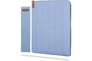 HANOI COLLECTION Funda para Libros de Lectura con Cremallera, Funda Acolchada para Libros, Portalibros para Agenda, Diario Personal, Cuaderno de Notas. Regalo para Amantes de los Libros (Azul claro)