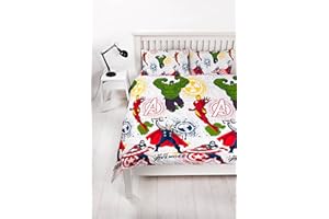 Disney Marvel Avengers - Set copripiumino matrimoniale Mission con stampa ripetuta, in microfibra, multicolore