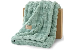 Bedsure Mjuk polarfilt bubbla - pläd, grön, 130 x 170 cm | Gåvor för kvinnor dekorativ varm filt, varm soffa och säng, mjuk f