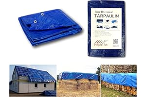 Tarpaulin HipperTech® 4m x 5m / 13ft x 16ft Blue Waterproof Tarpaulin - Tarp Sheet Cover - Woven Polyethylene and Laminated 4m x 5m = 20m² (13ft x 16ft = 208sq ft) - 60 GSM - Weight