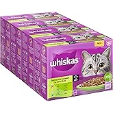 Whiskas Senior 7+ Katzennassfutter Gemischte Auswahl in Sauce, 48 Portionsbeutel, 12x85g (4er Pack) – Hochwertiges Katzenfutt