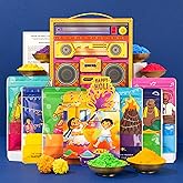 Phool 6 Pack Holi Colour Boombox Party Pack -Pink Blue Green Yellow Orange Purple | 450 GMS | Herbal and Organic Colors | Ski