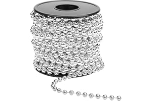 Belle Vous Rollo de Cuentas 5 mm Guirnalda de Navidad Cadena de Abalorios Plateada de Navidad 10 Metros Rollo de Bolas Decoración de Mesa y Árbol de Navidad, Joyas, Manualidades y Decorar Fiestas