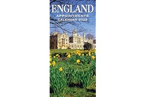 2025 England Calendar: England Appointments - Slim Wall Calendar – Hanging Calendar – Month to View – 12 Months – Wiro Bound