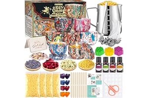 ITMNMNL Kit para Hacer Velas,Kit Hacer Velas,Kit para Hacer Velas Aromáticas,Kit Velas Aromaticas Fabricacion,Kit Velas para Velas de Bricolaje,Frascos para Velas,Pegatinas de Mechas para Velas