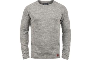 Blend BHDan Herren Strickpullover Feinstrick Pullover mit Rundhalsausschnitt Baumwollmischung Label-Patch Regular fit