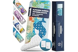 homerella® Alfombra de baño Antideslizante y Delicada con la Piel, 100x40cm, Incl. Ganchos | Esterilla de Tina sin BPA | Estera Resistente al Moho y Lavable a máquina | Alfombrilla de baño