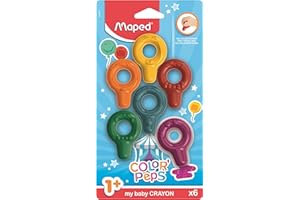 Maped Color'Peps Baby - Craies en Cire Bébé - Crayons de Cire pour enfants +18 mois - Boîte de 6 couleurs assorties - Ergonomique Multicolore