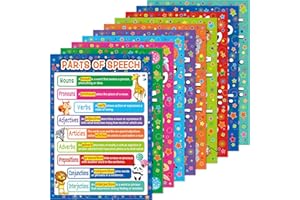 YISONG 10 Pièces Affiches Éducatives Affiche d'Apprentissage de la Parole Grammaire Poster 16 x 11 Pouces Affiche d'Enseignement de la Salle de Jeux de l'École Maternelle pour Préscolaire