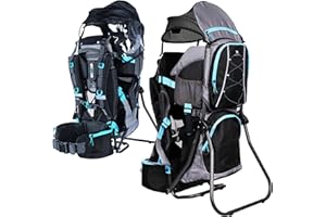 Dromader Kraxe Children's Carrier up to 22 kg - Baby Back Carrier Hiking with Sun Canopy Rain Cover - Baby Carrier Outdoor Trekking with Thermal Bag Changing Mat - One-Handed Folding Aluminium Frame