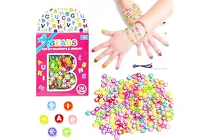KOKOBOX Perline Per Braccialetti Bambini 220pz Braccialetti Fai Da Te Bambina Gioco Bambina 6 7 8 9 Anni Set Perline Braccialetti Lettere Per Braccialetti Perline Per Collane Perline Colorate