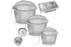 Winter Shore Panier en Inox pour Nettoyage Ultrasons [Lot de 3] - Nettoyeur Ultrason Bijoux - Bac Ultrasons pour Nettoyage d'Accessoires - Boule Rotative en Maille avec Couvercle & Chaîne à Crochet