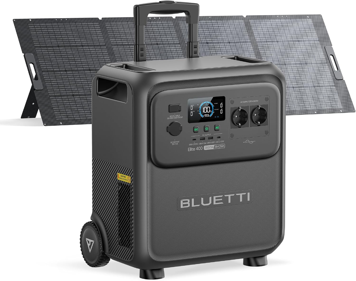 BLUETTI Elite 400 Generador Solar con Panel 350 W (Envío por Separado), Batería LFP 3840 Wh, Salidas AC 2600 W (Pico 3900 W) para Hogar, Cortes, RV y Camping