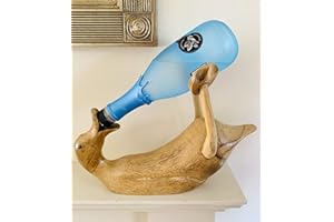 My Family House Drinking Duck Bottle Holder Gin Bottle Stand Hand Carved Fair Trade Wooden Bamboo Root Sculpture