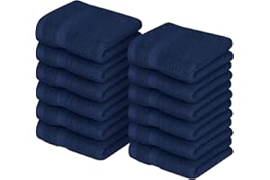 Utopia Towels - Lot de Serviettes de Toilette Premium (30 x 30 CM, Bleu Marine) 100% Coton, Gants de Toilette/Serviette de Visage, Très Absorbants et Doux au Toucher (Paquet de 12)