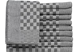 Müskaan Set of 10 Tea Towels, 100% Cotton, 50 x 70 cm, Black, 210 g/m², Kitchen Towels for Drying, Pit Towels for Cleaning, Lint-Free Tea Towels, Kitchen Towels Absorbent, Tea Towel