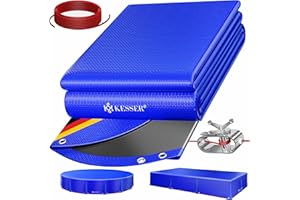 KESSER® Lona prémium con Ojales, 650 g/m², PVC Impermeable y Resistente a la Rotura, Lona de Universal para Camiones, Piscinas, Muebles de jardín de Madera, Redondo 305 cm, Azul/Negro