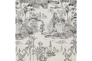 ICYEHAO Papel Pintado Autoadhesivo Blanco y Negro,44 x 500cm Papel Pared Adhesivo de Palmeras Tropicales y Castillos Blanco y Negro Arbol Vinilo Adhesivo para Muebles, Baño, Sala de Estar, Dormitorio, Salón