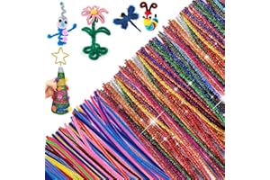RVLZKCPG 500 Stück Pfeifenreiniger Bunt zum Basteln Chenilledraht Pfeifenputzer Lang Biegeplüsch Basteldraht und Glitzer Pfeifenreiniger für Weihnachten DIY Handwerk Dekorationen (30cmX6mm)