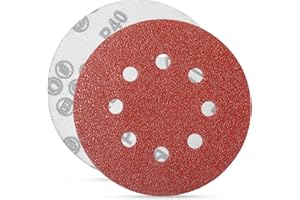 YoiYee 40 Grit Sanding Discs, 125mm/5-Inch with 8 Holes - Premium Aluminum Oxide Hook and Loop Sandpaper Pads for Random Orbital Sanders - 20 Pack