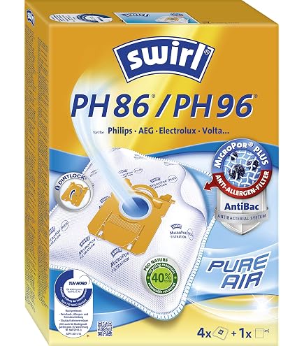 PakTrade Set 20 Staubsaugerbeutel + 20 Duft + 2 Filter kompatibel mit für Swirl E 82 - E82, PH 86 - PH86, PH 96 - PH96, VO 75 - VO75