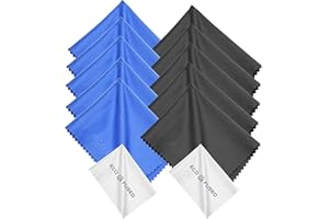 ECO-FUSED Microfiber Cleaning Cloth - 6 x 7" Niebiesko-Czarna Mikrofibra z Białą Ściereczką Do Czyszczenia - Pakiet 12 Sztuk Ścierek Mikrofibrowych do Czyszczenia Okularów i Soczewek Aparatu Fotograficznego
