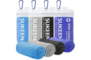 Sukeen Lot de 4 Serviettes rafraîchissantes, Douces et Respirantes pour Yoga, Sport, Course à Pied, Gym, entraînement, Camping, Fitness, entraînement et Autres activités