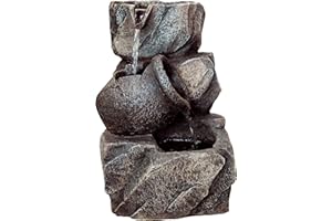 dobar® Designerska fontanna pokojowa 96400e – trzypoziomowa fontanna stołowa o wyglądzie kamienia – mała fontanna – dekoracyjna fontanna wodna do salonu/biura/wewnątrz – fontanna ozdobna – 17,2 x