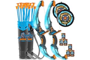 JOYIN Zestaw 2 w 1 Combo Graiton & Photon Bow and Arrow Archery Toy dla dzieci, Light Up Archery Play zestaw do gry w łucznictwo (2 sztuki, niebieski)