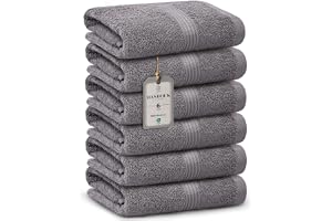 HomeBurg Luxe set med 6 handdukar – mjuk bomull, hög absorptionsförmåga, snabbtorkande, lättskötta, 40×70 cm, Stengrå