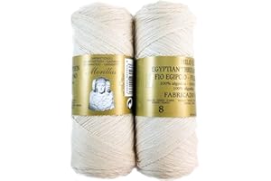 MORILLAS ▷ Pack de Zepelines de Algodón perlé 100% egipcio mercerizado para DIY y tejer a mano labores de ganchillo o punto con un acabado elegante. (2 unidades Perlé N8, Crudo)