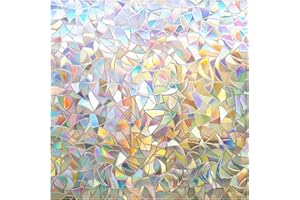 rabbitgoo Pellicola per Vetri Finestre 90x300cm, Pellicola Privacy Finestre 3D Arcobaleno Geometrica Decorativa Autoadesiva, Anti-UV e Controllo del Calore Pellicole Adesive per Casa, Cucina e Ufficio