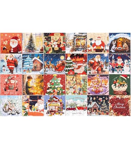 Calendario Avvento Puzzle BUHAH 2024 - 1008 Pezzi, 24 Scatole, Vetro Colorato