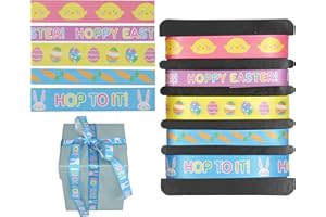 SRVERTEX 5PCS Easter Ribbons – Polyester Craft Ribbons for Bows, Gift Wrapping, Sewing & Party Decor – Easter Bunny & Egg Themed Ribbon for Holiday & Wedding Decorations, 1.5m