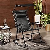Amazon Basics Foldable Rocking Chair with Canopy - Black