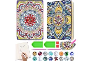 ESRIPTOYZ Craft Girls 6-12 Years, Mandala Diamond Painting Notebook for Children, Craft Set Children from 6 7 8 10 Years, 5D Diamond Painting by Numbers Craft Set for Girls Birthday Gift from 6-12 Years