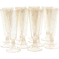 Flute Da Champagne In Plastica Con Glitter Dorato - 20 Pezzi Da 150ml, Per Feste E Matrimoni - Foto 4