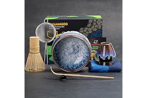 TEANAGOO Matcha Tea Set, Japanese Tea Set, Matcha Bowl, Matcha Bamboo Whisk, Scoop, Sifter, Matcha Whisk Holder, Matcha Whisk Stand, Matcha Whisk Set N16,Matcha