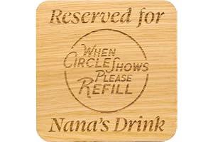 SHG AT HOME Reserved For Grandmas Drink Solid Oak Coaster. Gift for Nan. Great Birthday Present, Mothers Day Item for any occasion token. Great for New Grannys. 10cm x 10cm Drinks Mat (Nanas Oak Veneer)