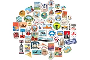 WALL4STICKERS 54x Pegatinas de Equipaje Parches de Maleta Etiquetas de Viaje Vintage vinilos de Estilo Vintage Retro