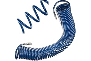 STIX Wąż pneumatyczny SP-PE 15 m, elastyczny wąż spiralny Ø 8/12 mm, wąż powietrza PE, maks. ciśnienie 10 bar, z zabezpieczeniem przed zagięciem i szybkozłączką, do garażu i warsztatu