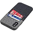 Dockem Luxe Wallet Case for iPhone X/XS: Slim Minimalist Case w/ 2 Credit Card Holder Slots: UltraGrip Canvas Style Synthetic Leather (Black and Grey)