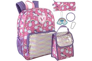 Trail maker Boy's 6 in 1 Backpack Set with Lunch Bag, Pencil Case, Ruler, Clip, and Wristlet Keychain