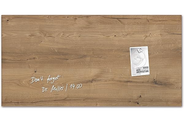 SIGEL GL258 Tableau magnétique en verre premium, surface brillante, 91 x 46 cm, verre de sécurité, montage facile, 3 aimants néodyme inclus, brun - Artverum