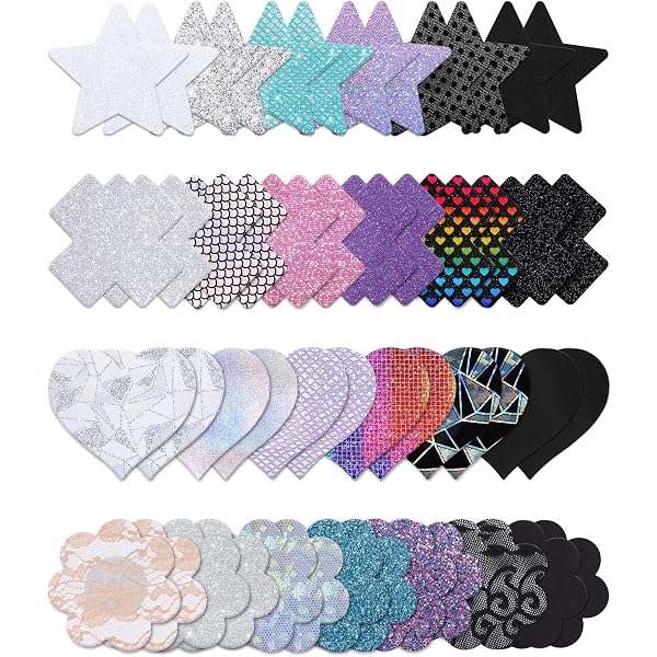 Cache-Tétons Pailleté 12PCS - Autocollant Brillant Invisible Pour Robes & Maillots - Lot De 6 Paires