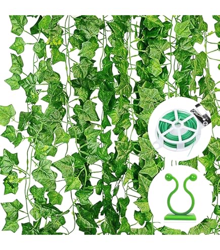 Ghirlande Edera Artificiale 6 Pezzi - Lunghezza 2.1m, Foglie Realistiche, Per Interni Ed Esterni, Decorazione Parete