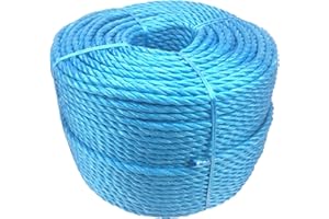 RopeServices UK 20mm Blue Polypropylene Rope x 15 Metres, Cheap Nylon Twisted Poly Ropes