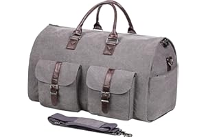 seyfocnia Convertible Travel Garment Bag,Carry on Garment Duffel Bag for Men Women - 2 in 1 Hanging Suitcase Suit Business Travel Bag-Darkgrey